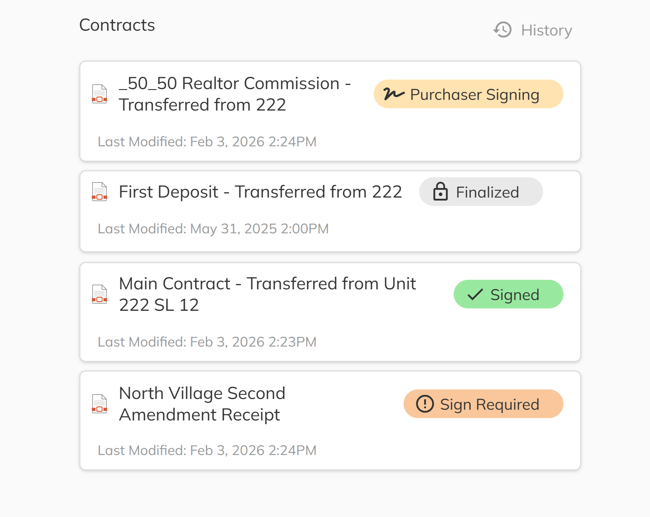 Contract List Screen